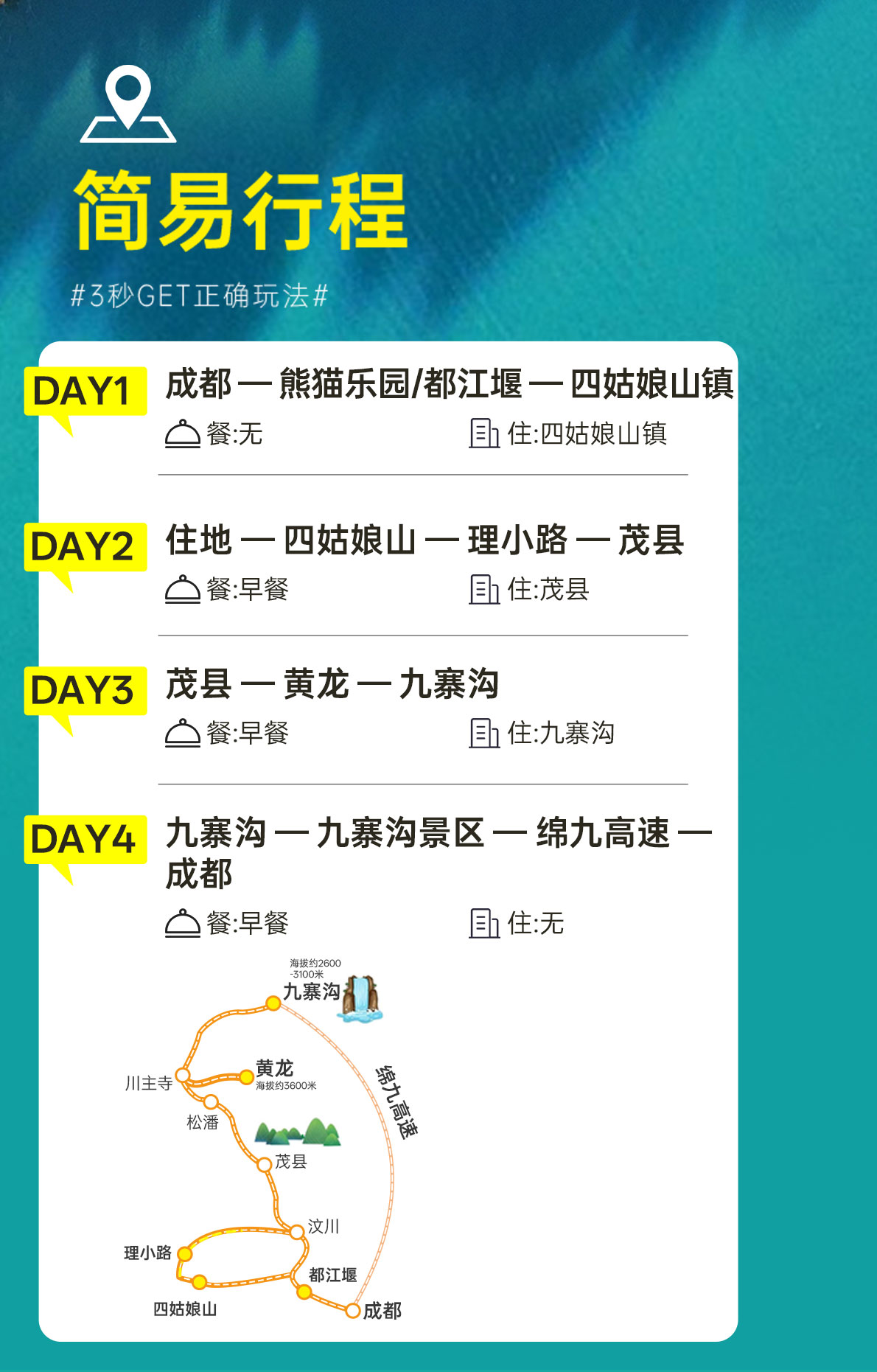 四日游,九寨沟+黄龙+四姑娘山+熊猫谷/都江堰+爱情海8人纯玩小团,蜀道山,成都到九寨沟旅游团-第2张图片-四川省中国青年旅行社官网 四川中青旅 四日游,九寨沟+黄龙+四姑娘山+熊猫谷/都江堰+爱情海8人纯玩小团,蜀道山,成都到九寨沟旅游团-第2张图片-四川省中国青年旅行社官网 四川中青旅