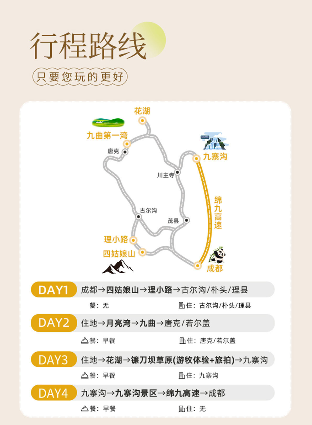 四日游,四姑娘山+九曲黄河第一湾+花湖+爱情海+九寨沟8人纯玩小团西进东出,麻溜玩去,成都到九寨沟旅游团-第2张图片-四川省中国青年旅行社官网 四川中青旅 四日游,四姑娘山+九曲黄河第一湾+花湖+爱情海+九寨沟8人纯玩小团西进东出,麻溜玩去,成都到九寨沟旅游团-第2张图片-四川省中国青年旅行社官网 四川中青旅
