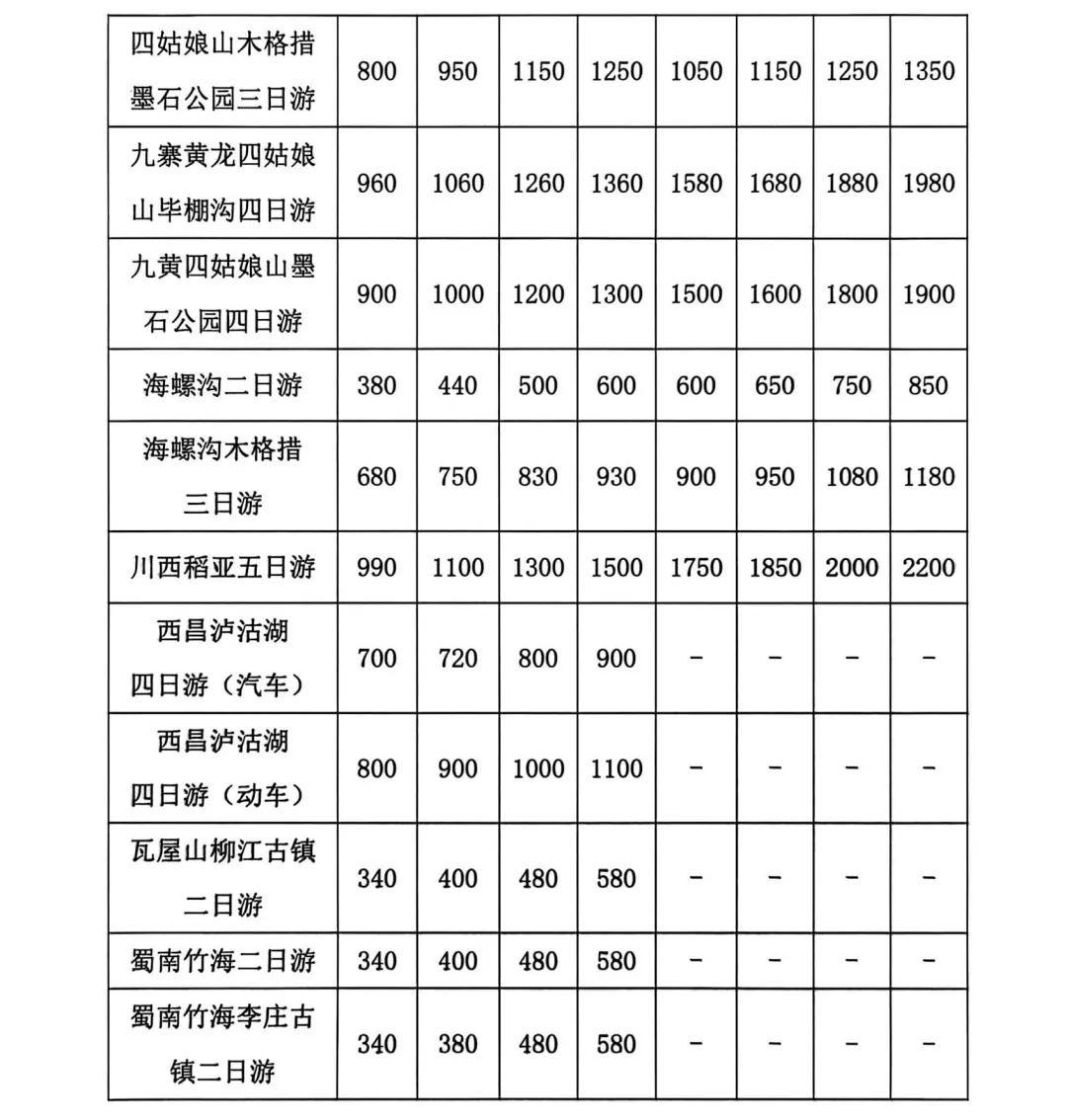 2026年四川省部分热点旅游线路参考价-第3张图片-四川省中国青年旅行社官网 四川中青旅 2026年四川省部分热点旅游线路参考价-第3张图片-四川省中国青年旅行社官网 四川中青旅